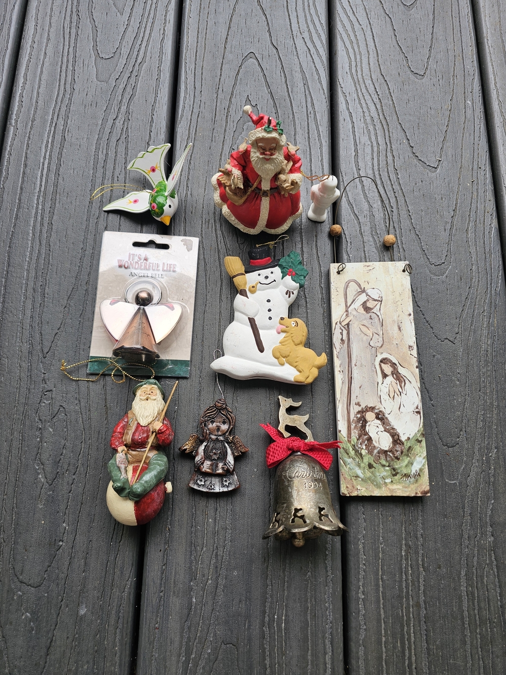 Vintage Christmas Ornament Lot / Bundle – Mixed Media & Themes (9 Pieces)